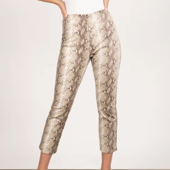 Grace Pants - Grace Beige Faux Snake Print Cropped Pants
